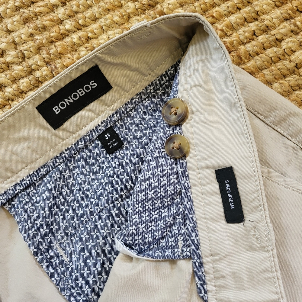 Bonobos Cotton Spandex Men's Khaki Shorts 33" x 9" inseam - Picture 2 of 6